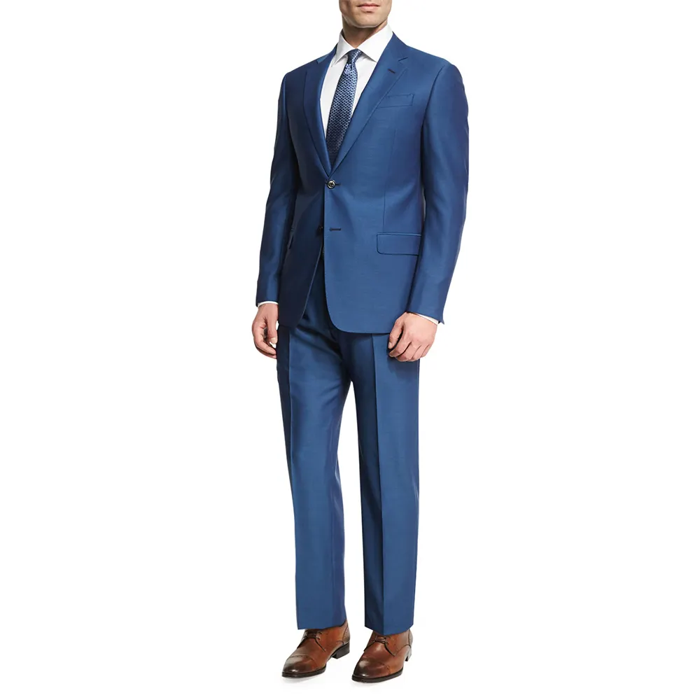 Autumn Winter British Latest Coat Pant Designs Blue Mens Suit Thick Slim Fit Plaid Wedding Dress 3 Piece Suits Men