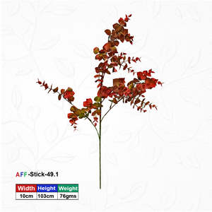 Fleurs artificielles en plastique - Bouquet d'eucalyptus rouge - Bâtons vertigènes pour usage intérieur - Modèle Stick-49.1 - Product Image 1