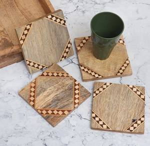 Natural Finished Square Shaped Wooden <b>Coasters</b> Set Elegant Handmade Wood <b>Drink</b> <b>Coasters</b> for Home Office Tabletop Decoration Use - Product Image 6