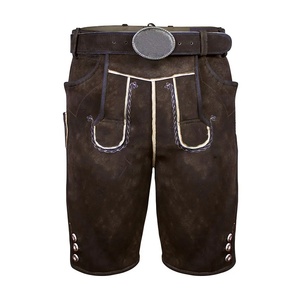 Shorts en cuir professionnels en gros, style rétro vieilli, délavé, marques urbaines, logo personnalisé imprimé - Product Image 2