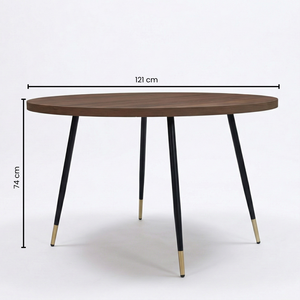 Mesa de Comedor Redonda de Madera Maciza con Patas de Metal, Diseño Robusto, 4 Plazas, para Muebles de Hogar - Product Image 4