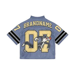 Marque de mode Niche maille T-shirt été collège Style maillot de Football américain lâche décontracté rétro imprimé haut à manches courtes - Product Image 4