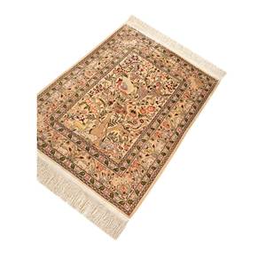 Gulmarg พรมผ้าไหมสีงาช้างแบบผูกมือลายดอกไม้สไตล์โบโฮทรงสี่เหลี่ยมสำหรับห้องนอนห้องนั่งเล่นทำจากไม้ไผ่ผ้าไหมพีวีซี - Product Image 2