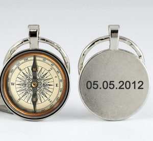 Personalized Key <b>Ring</b> Compass Custom Phrase Compass Keychain Custom Husband Gifts, <b>Couples</b> Gift, Christmas Gifts - Product Image 1