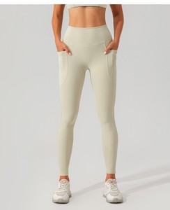Leggings de yoga filetés taille élastique hanche ascenseur pantalons de yoga poche ventre collants course à séchage rapide pantalons de fitness pour les femmes - Product Image 4