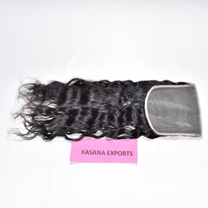 En gros 100% Couleur Naturelle Indien 6*6 Fermeture Bouclés Extensions de Cheveux Humains Vierges Machine Double Trame Vague Profonde Traitement Aucun - Product Image 5