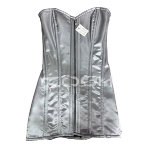 Corsé de satén gris personalizado al por mayor, minivestido con cremallera frontal, bustier para moda, fiestas y discotecas, proveedor OEM ODM de corsés - Product Image 6