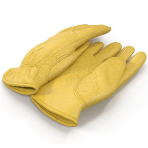 Gants de sécurité en cuir respirants à doigts entiers pour adultes, couleur jaune - Product Image 2