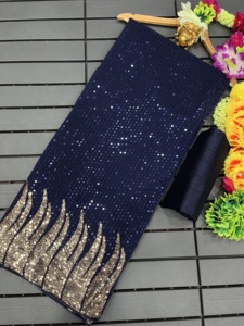 Nouveau Bollywood Heavy qualité 60 grammes Georgette avec Séquence Travail sari pour les femmes - Product Image 4