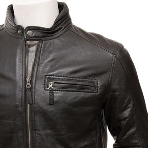 Vestes en cuir pour hommes à logo personnalisé à manches longues 2024 Dernière conception pour la vente en ligne de vestes en cuir pour hommes - Product Image 4