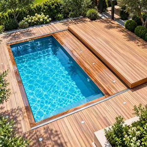 Portable Sliding <b>Deck</b> Pool <b>Cover</b> Custom Outdoor Swimming Pool Safety <b>Cover</b> With Wooden Finish Pool - Product Image 6
