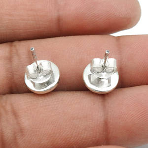 Dainty Gift for Her 925 <b>Sterling</b> <b>Silver</b> Natural Labradorite Gemstone Round Shape <b>Stud</b> Earrings Bohemian Handmade Jewelry India - Product Image 5