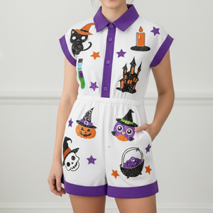 Mono de Verano Informal para Mujer, Transpirable, 100% Algodón, Brillante, para Halloween, Cintura Alta, Disfraz - Product Image 4