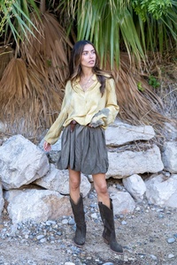 Moda mujer recortada Boho & Hippie colección para mujer Tie Dye manga larga cuello en V hasta la rodilla mujeres Sexy Vestido corto - Product Image 3