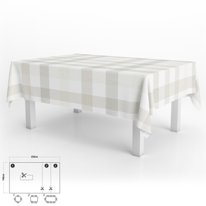 Tovaglia rettangolare in tela cerata antimacchia, 140 x 250 cm. Motivo a quadretti beige. - Product Image 1