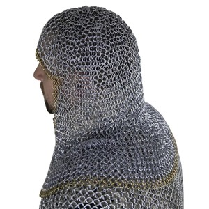 Auténtico Medieval de calidad premium Cosplay Chainmail Full Coif Hood Logotipo único Tema Armadura de acero suave Precios al por mayor - Product Image 5