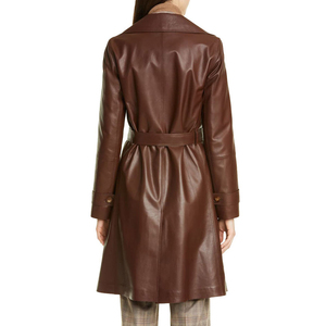 Manteau long en cuir véritable pour femmes, manteaux en cuir élégants et respirants avec logo personnalisé pour femmes, nouvelle mode - Product Image 6