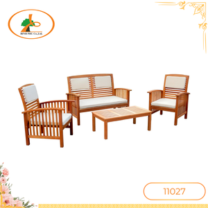 Modern Outdoor Eucalyptus Wood Sofa Set with Cushions for Gardens Courtyards Hotels Villas by Vietnamese Manufacturer - Product Image 1