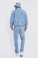 Jean en denim bleu clair élégant, coupe décontractée, motif jacquard personnalisé, qualité supérieure, tissu rigide, écologique, pour homme, style urbain
