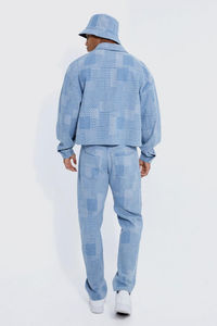 Pantalones Vaqueros de Mezclilla para Hombre, Estilo Informal, Color Azul Claro, Diseño Jacquard Personalizado, Calidad Premium, Tela Rígida de Alta Gama - Product Image 6