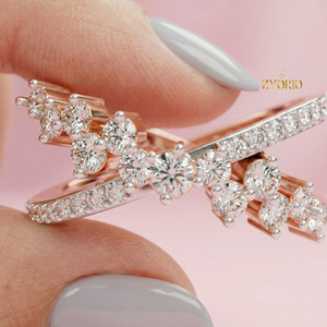 Criss <b>Cross</b> 14K GOLD Lab Diamond <b>Ring</b> Cluster Pave Womens Wedding <b>Ring</b> - Product Image 2