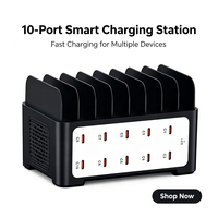 Nouvel article 2026 : Chargeur USB universel multi-ports 120W avec support, station de charge de bureau USB-C 10 ports pour la maison, le bureau et plus encore