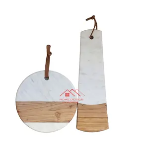 卸売クリエイティブホワイトマーブルデザイン大理石サービングまな板ウッドチーズボード