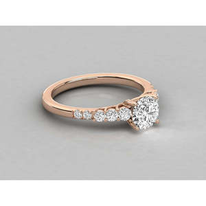 Anillo de Diamante Cultivado en Laboratorio con Corte Redondo, Oro de 14k, Solitario con Diamantes Laterales, Anillo de Compromiso con Certificado IGI, Joyería Fina para Aniversario de Bodas - Product Image 3