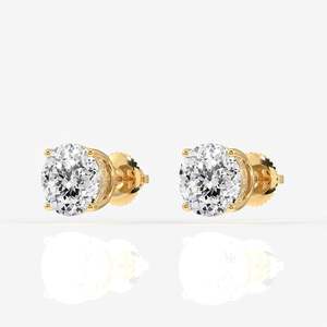 18K Gold Portuguese Cut Moissanite Diamond <b>Stud</b> <b>Earrings</b> with Hidden Halo Elegant and Luxurious Style - Product Image 3