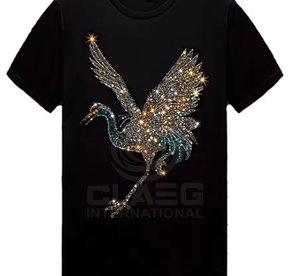 Breathable Customized Knitted <b>Rhinestone</b> T-Shirt for Men New Arrival Low MOQ High Quality - Product Image 5