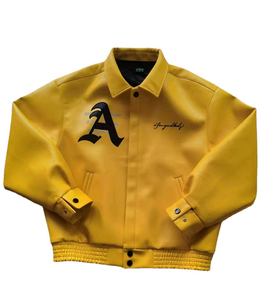 เสื้อแจ็กเก็ตเบสบอลบอมเบอร์ของผู้ชายเสื้อแจ็คเก็ตหนังวัวระบายอากาศไซส์ใหญ่พิเศษปักโลโก้ได้ตามต้องการสำหรับฤดูหนาว - Product Image 3