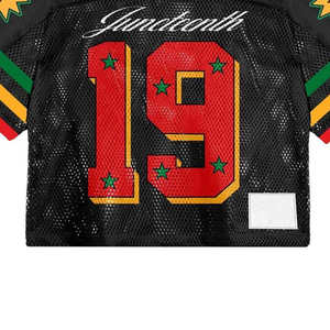 Por encargo de lujo Streetwear Oversized V cuello de fútbol recortada Boxy recortada camiseta Jersey de malla de fútbol - Product Image 4