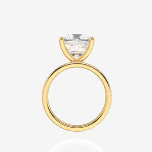 Bague en or 9 carats avec diamant Moissanite, pavé triple couche et coupe coussin élégante - Product Image 4