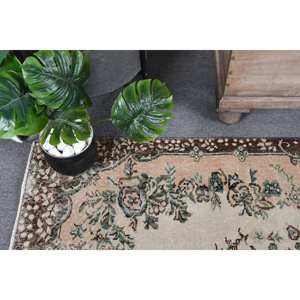 พรมขนสัตว์สีน้ำตาลเบจ7ft วินเทจ3.7ชิ้นงานแฮนด์เมดสไตล์คลาสสิกตุรกีมีดีไซน์เย็บปะติดปะต่อกันด้านหลังทำจากยางสำหรับใช้ข้างเตียง - Product Image 5