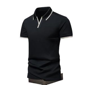 Chemise polo pour homme, mode estivale, soie glacée, séchage rapide, manches courtes, t-shirt uni, col décontracté, pur coton, haut - Product Image 5