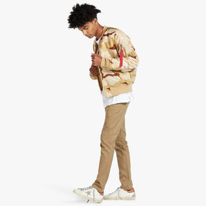 Luxury <b>Men's</b> Zip-Up <b>Camo</b> Bomber <b>Jacket</b> High Fabric Solid Color Winter Outdoor Wear with Stand Collar - Product Image 3