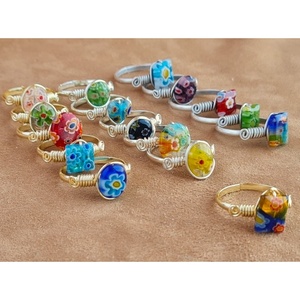 Gold and Silver Plated Vibrant Glass Fashion <b>Rings</b> for Trendy Resale Jewelry - Product Image 2