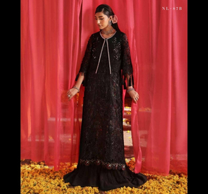 2025 nureh ชุดเดรสผ้าชีฟอง4ชิ้นตกแต่งและปักลายหรูหราพร้อมชุด dupatta pakistani salwar kameez - Product Image 1
