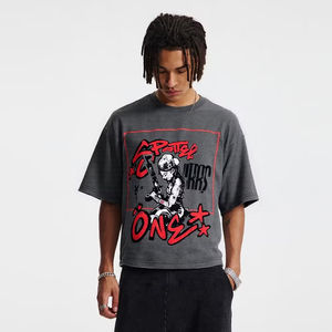 Camiseta de Algodón con Estampado Personalizado y Lavado Ácido, Corte Ajustado, para Reuniones de Clase y Eventos Grupales - Product Image 1