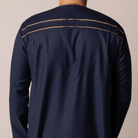 Thobe décontracté pour homme grande taille en polyester respirant perlé, à capuche, col montant, manches longues, longueur cheville - Authentique Moyen-Orient