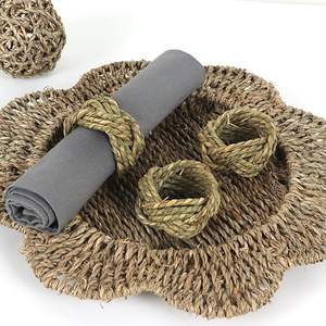 Porte-serviette en rotin d'automne de meilleure qualité fait à la main porte-serviette naturel en métal lot de 3-pour les fêtes de mariage - Product Image 1
