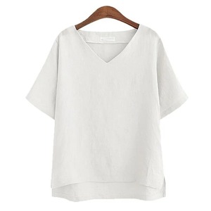 T-shirts d'été à col en V pour femmes, vêtements décontractés pour femmes, t-shirt respirant pour femmes - Product Image 1