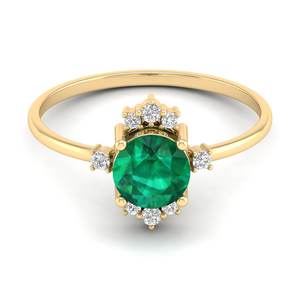 Anillo de Plata de Ley 925 de Alta Calidad REYES con Gema de Esmeralda de Corte Brillante Redondo de 0.84 Ct para Mujer, Joyería de Moissanita Certificada - Product Image 6