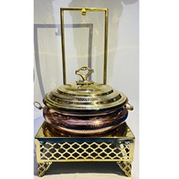 Harga Grosir Chafing Dish Burner Prasmanan Stainless Steel Round Chafing Dish Food Warmer dengan Menggantung Tutup Mewah Chafing Dish