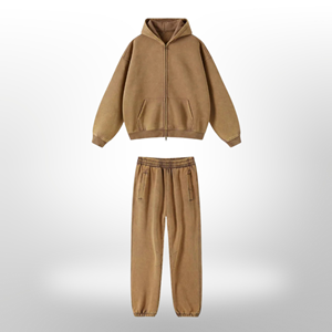 Ensemble survêtement vintage en coton 100% délavé à l'acide, respirant, sweat-shirt et pantalon de jogging pour l'hiver, lavé à la pierre - Product Image 3
