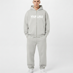 Heavyweight Designer Logo Oversized Cotton Street Wear 2 Piece Set <b>Men's</b> Custom Embroidery logo <b>Tracksuits</b> For <b>Men</b> - Product Image 4