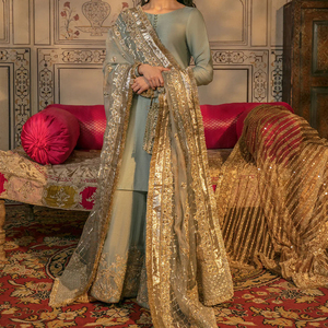 Robe de mariée de créateur pakistanais mariée Gharara costumes Sharara robe en mousseline de soie Gharara vente chaude 2025 robe - Product Image 2