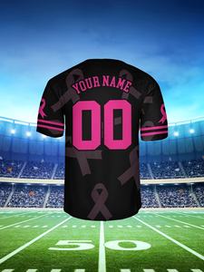 Camiseta de Béisbol Personalizada con Nombre para Concientización sobre el Cáncer de Mama, Camiseta de Béisbol con Lazo de Cinta, Regalo de Apoyo para Guerreros Supervivientes del Cáncer - Product Image 2