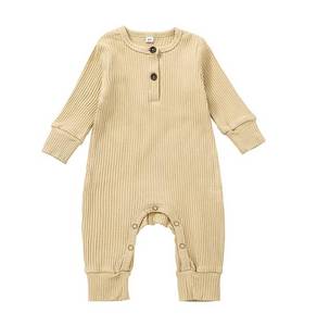 Mameluco de punto de gofres para recién nacido, mono con botones de manga larga para bebé con pantalones largos, traje informal de una pieza - Product Image 6