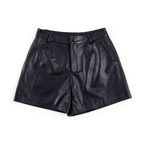 Short noir uni de haute qualité grande taille pour femmes en cuir respirant du Pakistan prix bon marché court - Product Image 1